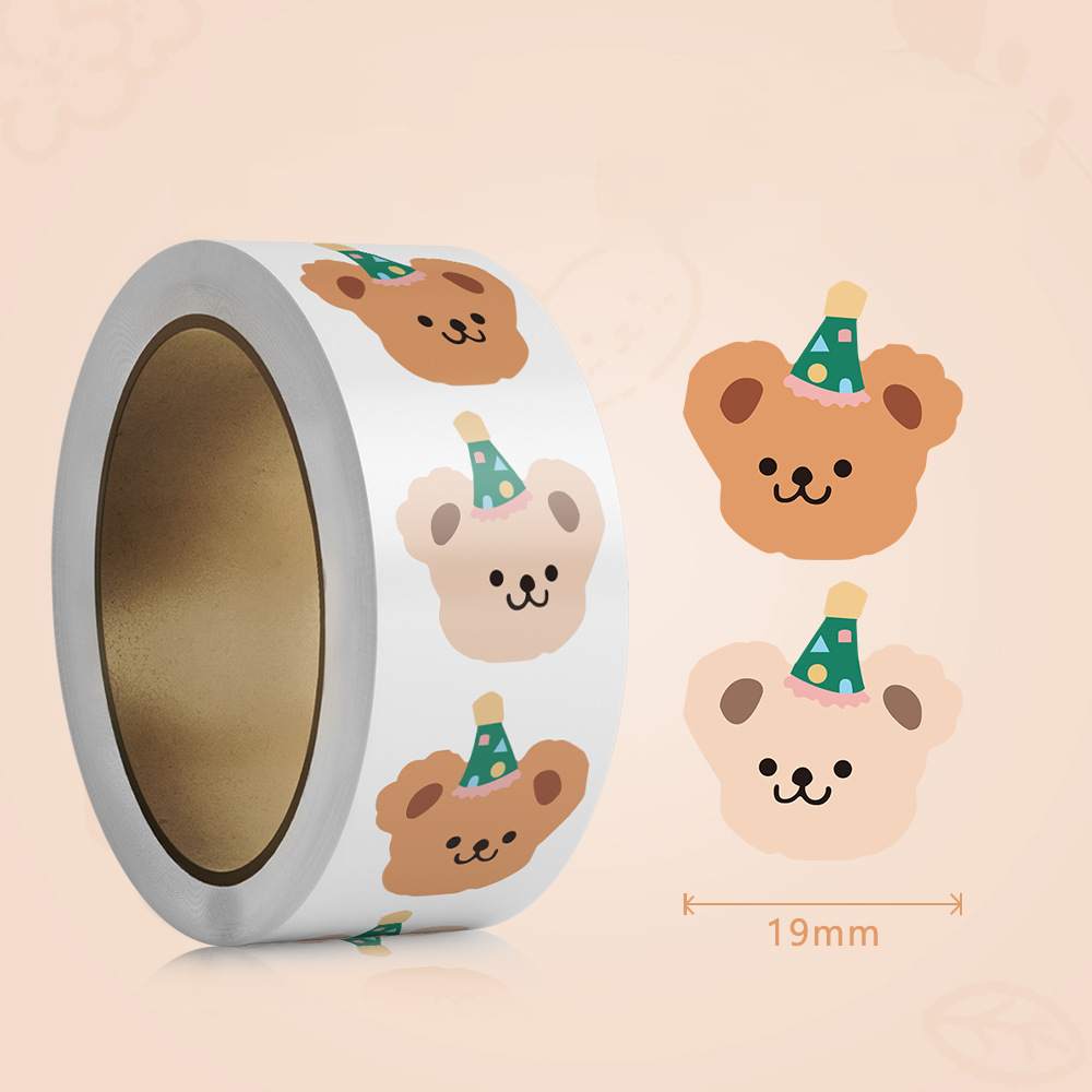 Label Printer Tape - 500 stuks schattige beerstickers set Koreaanse