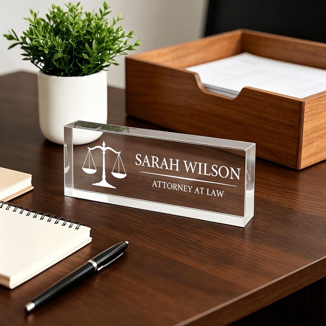 Desk Name Plate - Gepersonaliseerde acryl bureaunamensplaat voor advocaten en