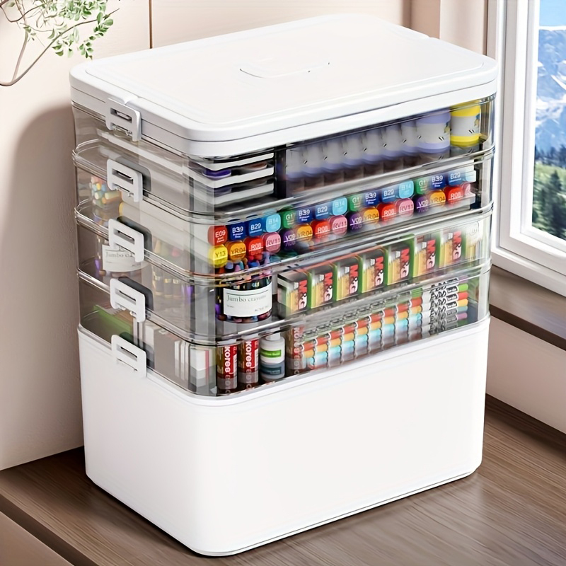 Stationery Supplier - Multifunctionele meerlaagse opbergbox met handvat, grote/extra