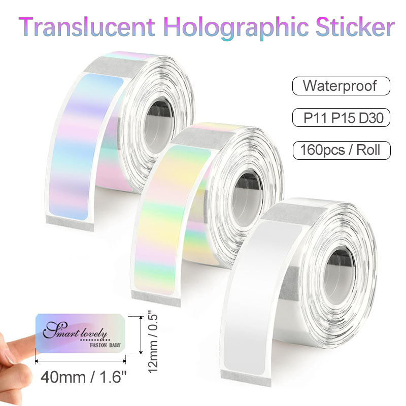 Label Printer Tape - D30 Transparant Holografisch Thermisch Labelpapier 12*40mm