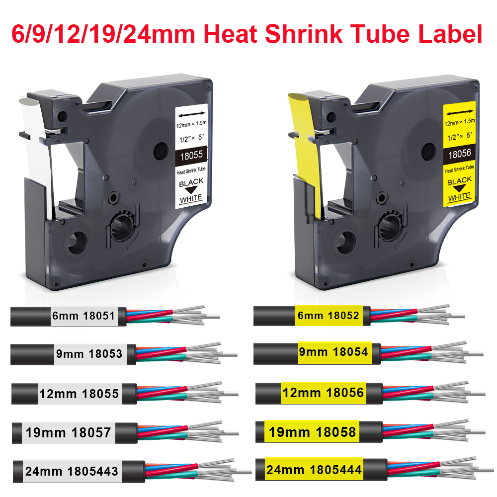 Label Printer Tape - 18051 18052-compatibele Dymo Rhino-krimpkous 18055 18056