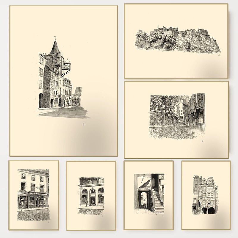 Fountain Pen Ink - Vintage Edinburgh Castle Pen Inkt Tekening