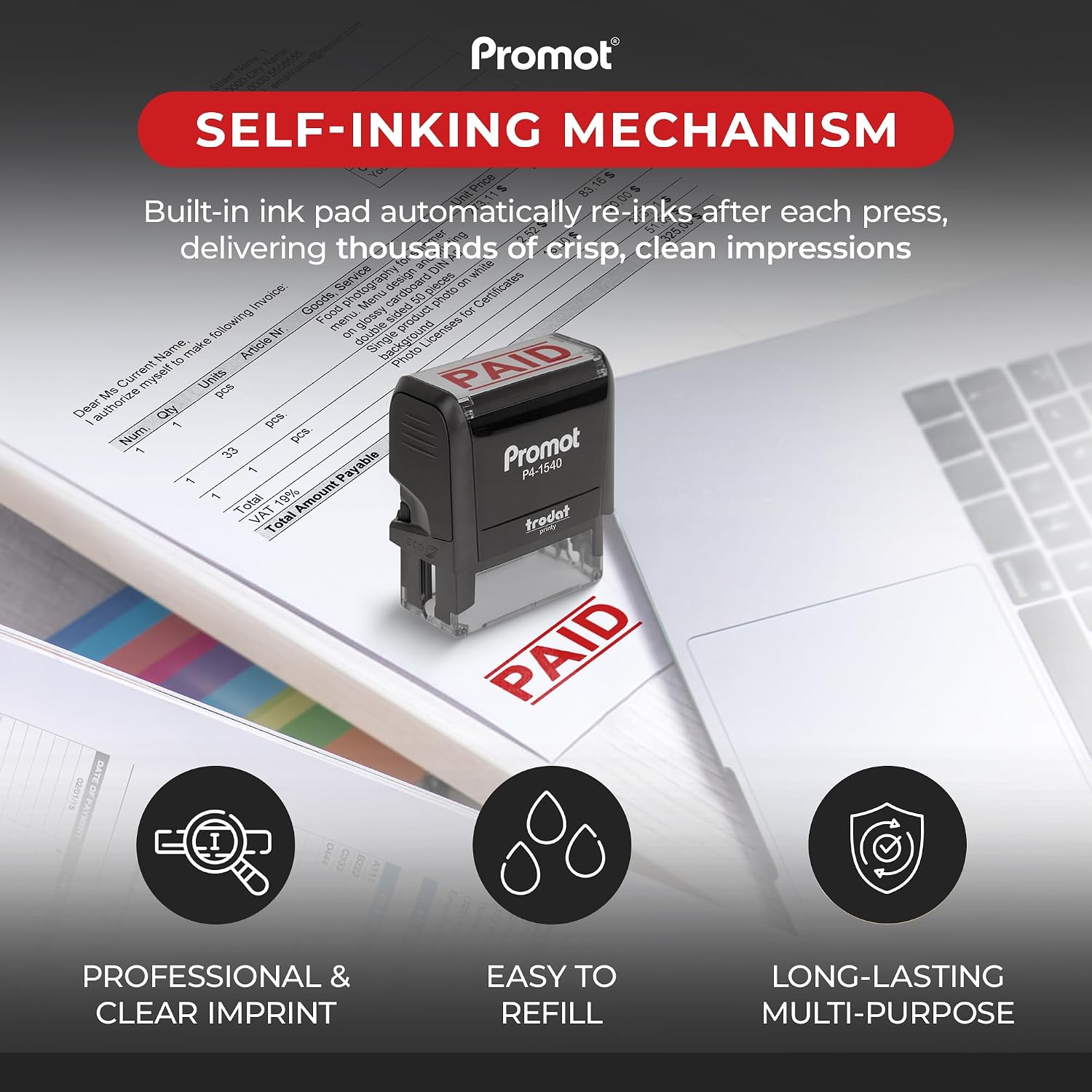 Zelfinktende betaalde stempel  - Self Inking Stamp recensie en prijs